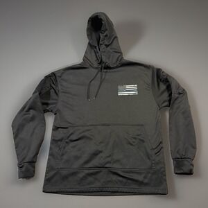 Rothco Thin Blue Line Concealed Carry Hoodie Black Pass-Through Pocket Men Sz Lg